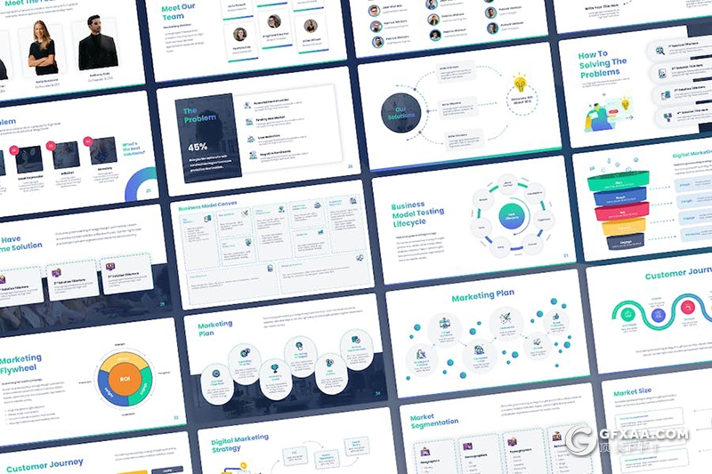 蓝色创业公司宣传商业合作业务计划团队介绍商务通用国外keynote模板 - 顶尖PPT