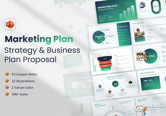 53页营销计划战略合作提案年计划总结多用途国外PPT模板 - 顶尖PPT