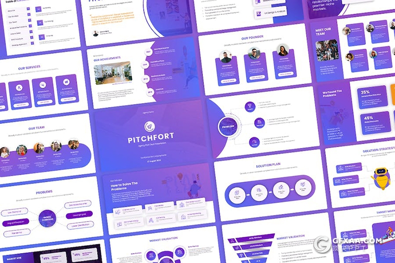 蓝紫色商业计划企业合作建议书业务介绍商务通用国外keynote模板 - 顶尖PPT