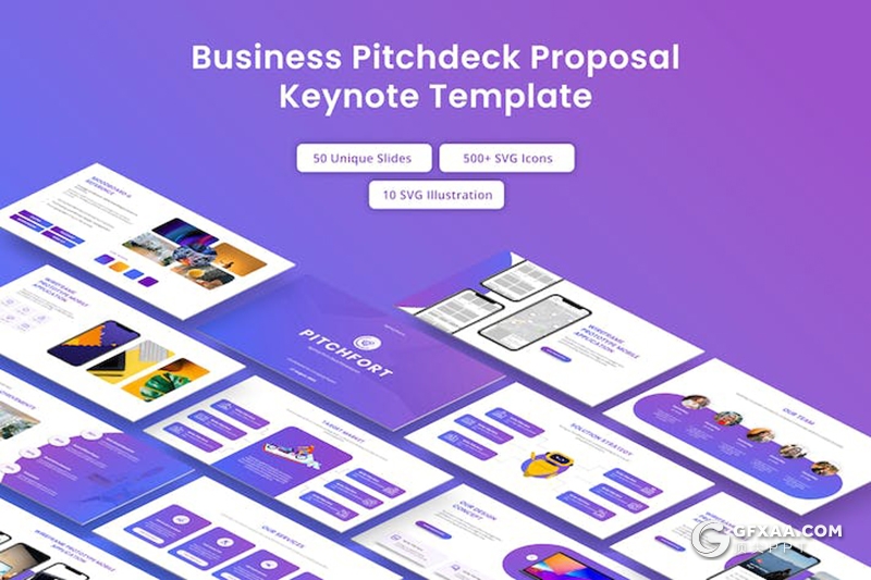 蓝紫色商业计划企业合作建议书业务介绍商务通用国外keynote模板 - 顶尖PPT