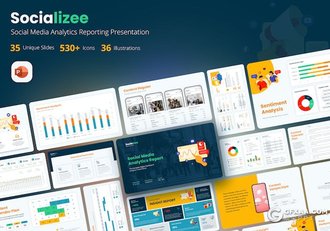 35页社交媒体财务数据分析展示报告通用国外PPT模板 - 顶尖PPT