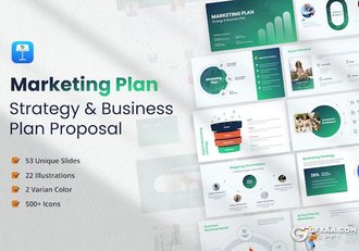 53页商业营销计划战略合作业务介绍工作总结通用国外keynote模板 - 顶尖PPT