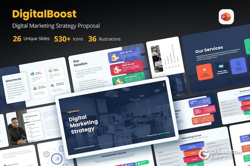 26页简约商业计划企业合作战略营销工作总结商务通用国外PPT模板 - 顶尖PPT