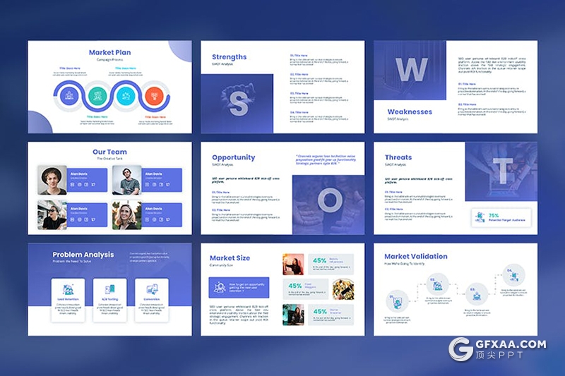 蓝色商业计划书团队介绍企业合作建议书通用国外keynote模板 - 顶尖PPT