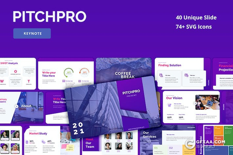 紫色大气商务合作企业介绍商业计划总结多用途国外keynote模板 - 顶尖PPT