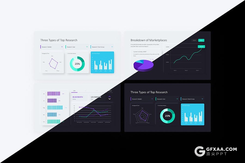 48页商业数据分析点线图折线图图形图表PPT模板 - 顶尖PPT