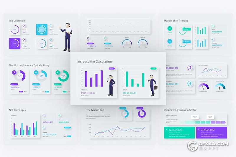48页商业数据分析点线图折线图图形图表PPT模板 - 顶尖PPT