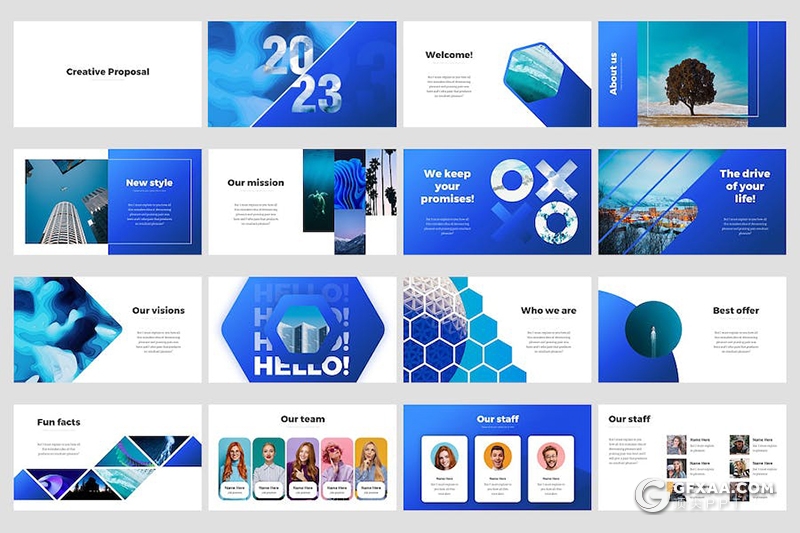 55页蓝色创意建议书年计划总结汇报企业合作多用途国外PPT模板 - 顶尖PPT