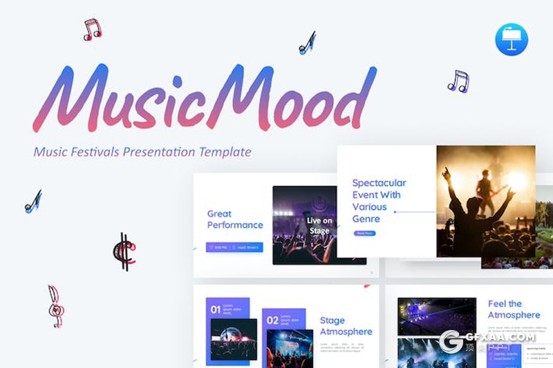 音乐节活动策划介绍宣传国外keynote模板 - 顶尖PPT