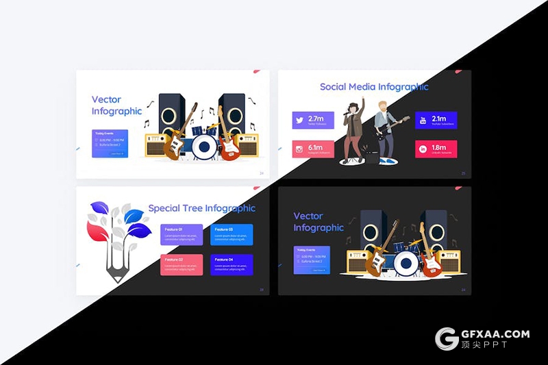 音乐节活动策划介绍宣传国外keynote模板 - 顶尖PPT