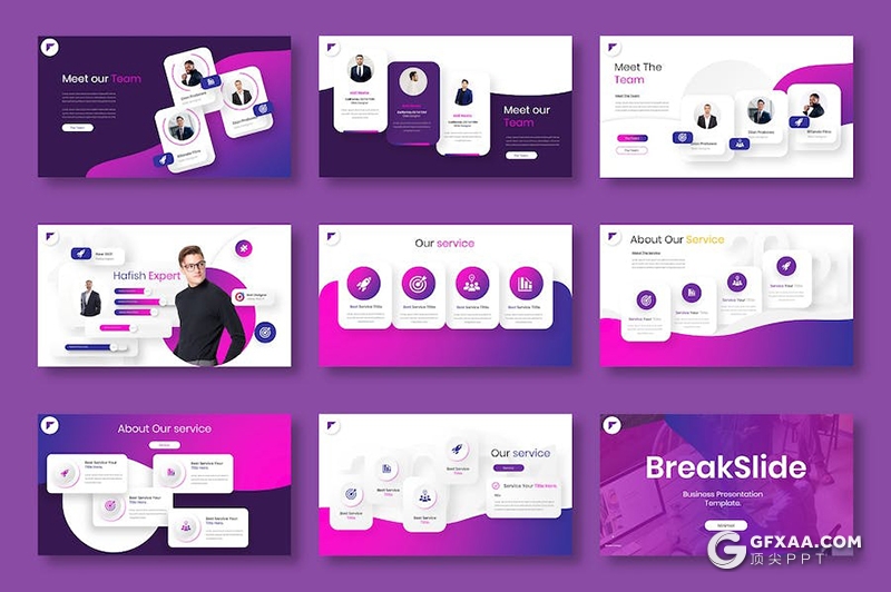 紫色精美商业计划企业合作业务展示市场调研商务通用国外keynote模板 - 顶尖PPT