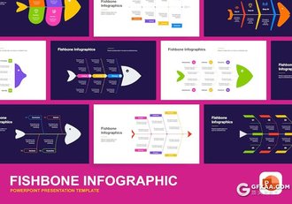 41页创意彩色扁平化鱼骨信息图形图表PPT模板 - 顶尖PPT
