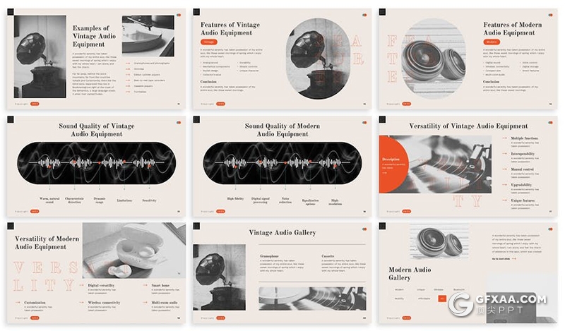 30页复古风产品介绍展示宣传通用国外PPT模板6种配色2款尺寸 - 顶尖PPT
