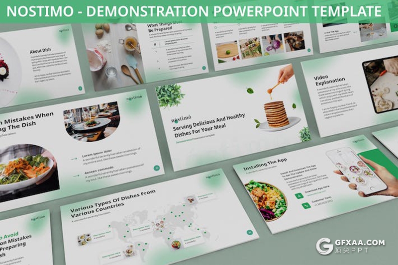 30页餐厅餐饮美食介绍宣传主题通用国外PPT模板3种配色2款尺寸 - 顶尖PPT