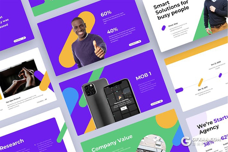 20页彩色创意企业合作年计划总结汇报多用途国外PPT模板4种配色 - 顶尖PPT