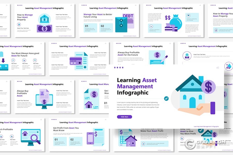 30页资产管理钱币理财信息图图形图表PPT模板 - 顶尖PPT