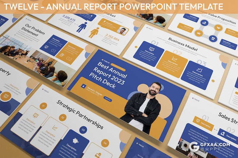 30页企业年度总结报告商业计划商务通用国外PPT模板6种配色2款尺寸 - 顶尖PPT