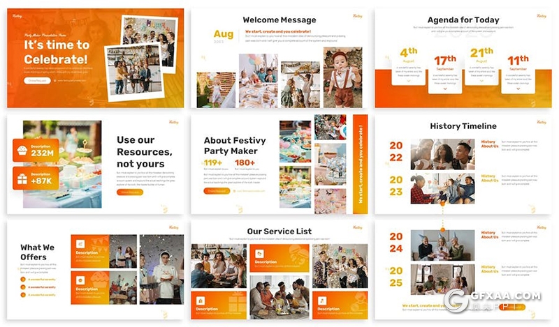 30页节日派对狂欢家庭聚会制造者国外PPT模板3种配色2款尺寸 - 顶尖PPT