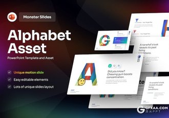 26页创意26个字母表表情包数据资源展示图形图表PPT模板 - 顶尖PPT