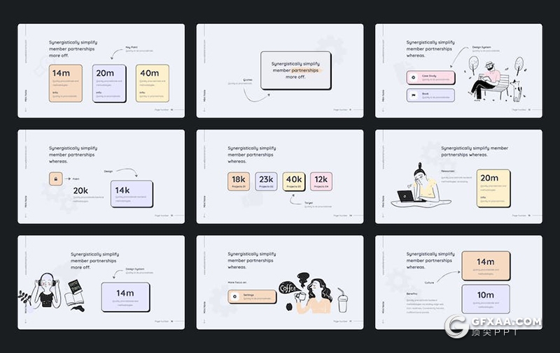 卡通人物办公商务通用国外keynote模板 - 顶尖PPT