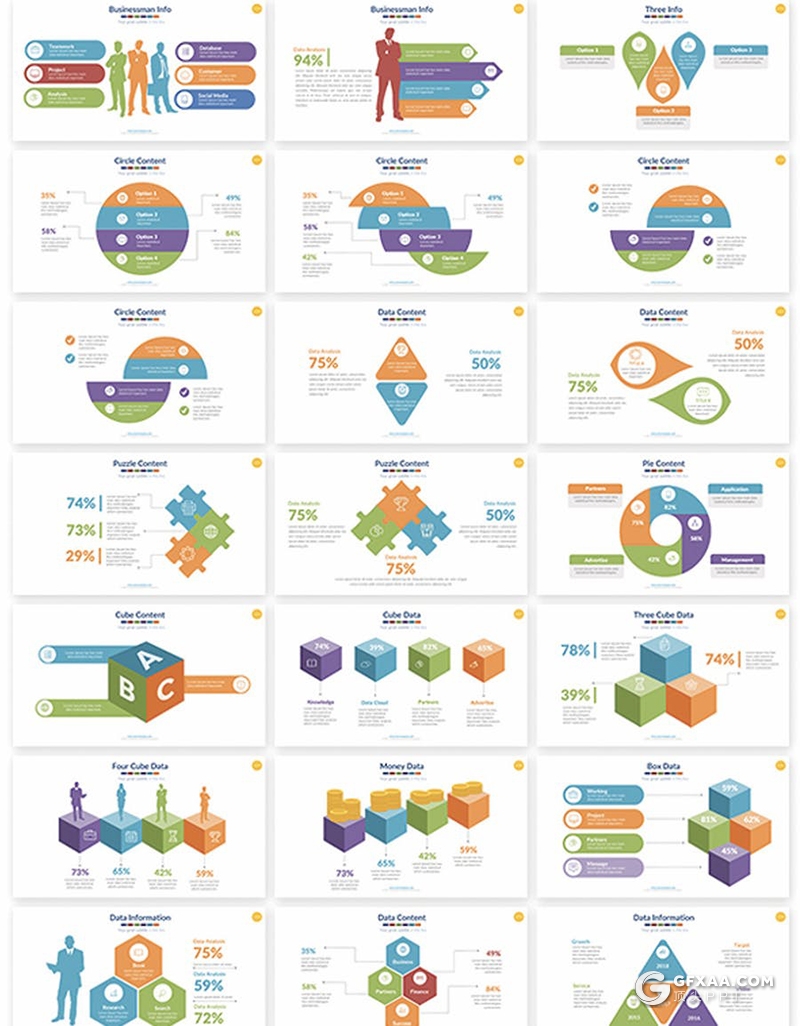 134页商务数据分析信息图表PPT模板 - 顶尖PPT