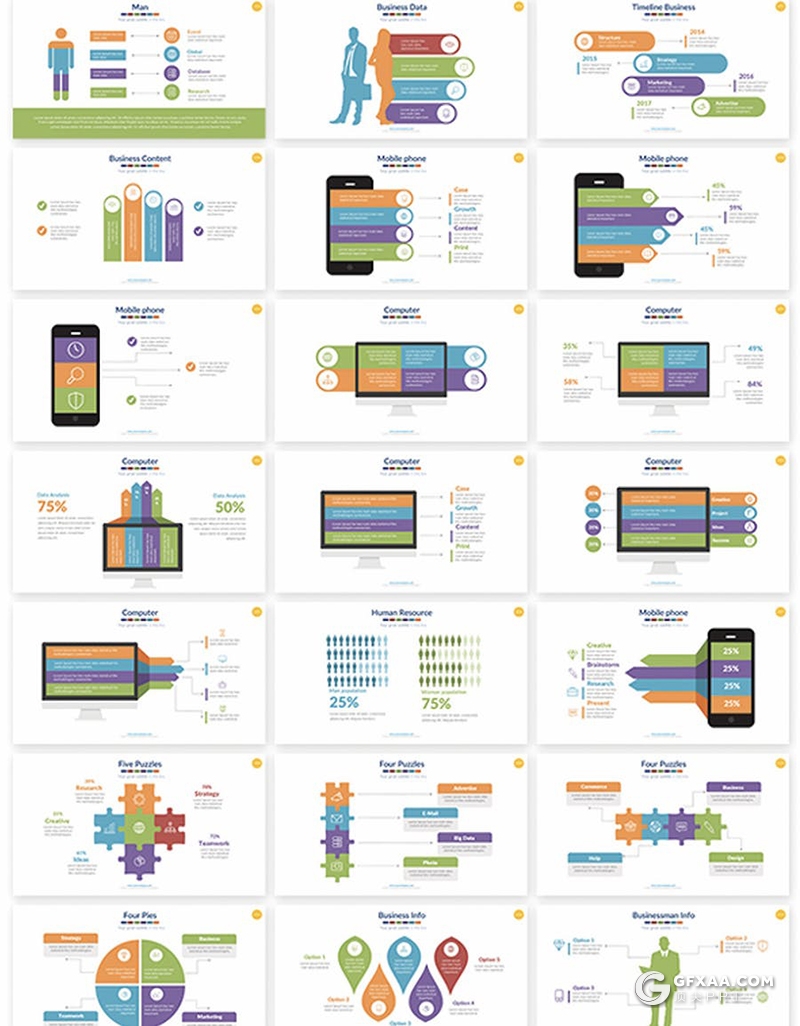 134页商务数据分析信息图表PPT模板 - 顶尖PPT