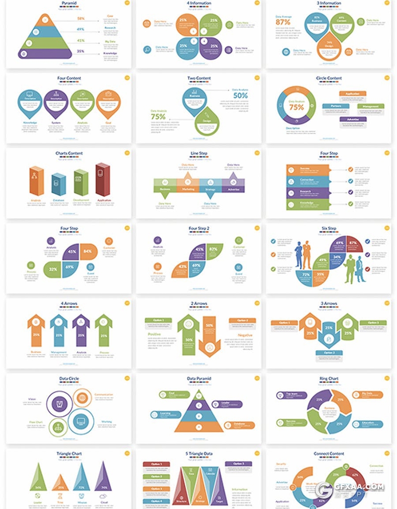 134页商务数据分析信息图表PPT模板 - 顶尖PPT