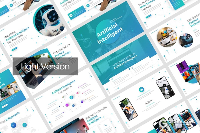 30页科技人工智能谷歌Gemini介绍AI科技国外PPT模板 - 顶尖PPT