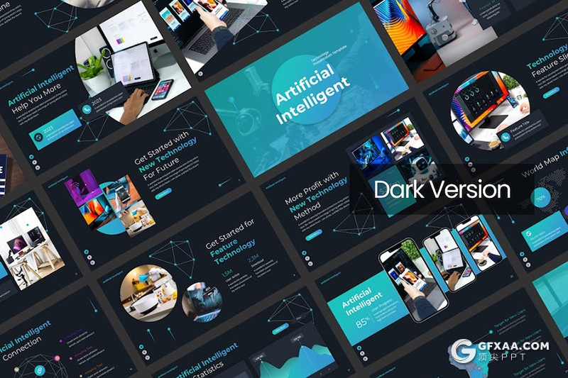 30页科技人工智能谷歌Gemini介绍AI科技国外PPT模板 - 顶尖PPT