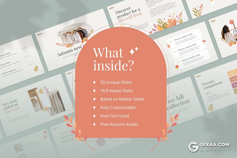 50页服装产品摄影展示宣传秋季美学国外PPT模板 - 顶尖PPT