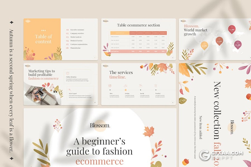 50页服装产品摄影展示宣传秋季美学国外PPT模板 - 顶尖PPT