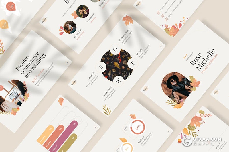 50页服装产品摄影展示宣传秋季美学国外PPT模板 - 顶尖PPT