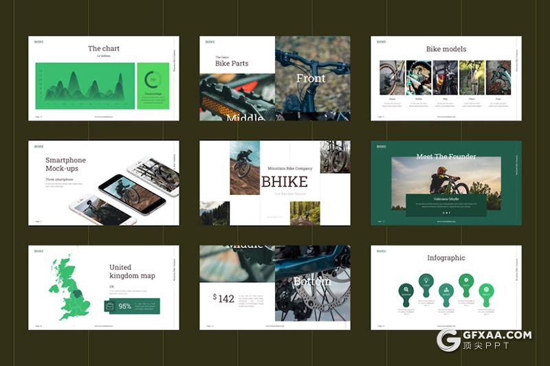29页山地自行车宣传展示户外骑行体育运动国外PPT模板 - 顶尖PPT