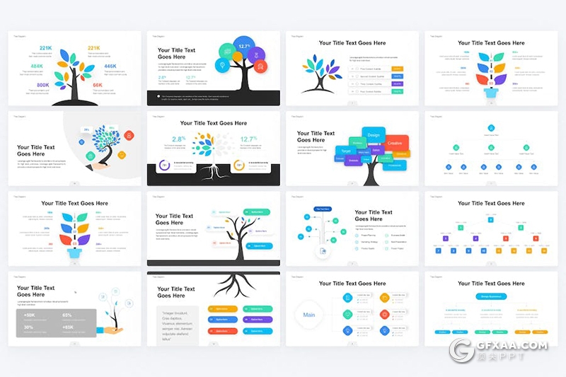 30页树信息图图形图表PPT模板 - 顶尖PPT