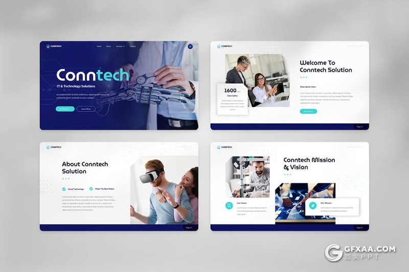 15页VR科技技术产品研发机器人解决方案国外PPT模板 - 顶尖PPT