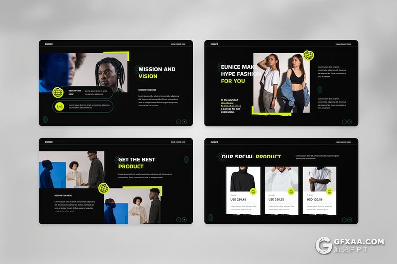 15页时尚街头服饰摄影展示国外PPT模板 - 顶尖PPT