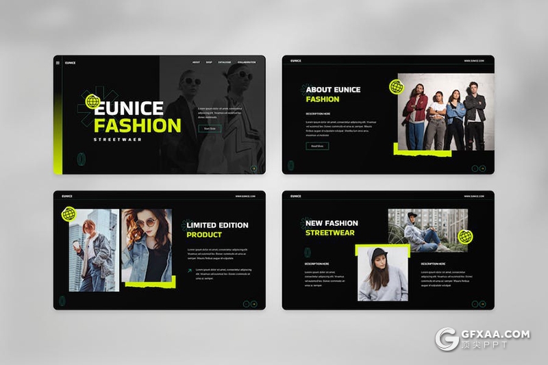 15页时尚街头服饰摄影展示国外PPT模板 - 顶尖PPT