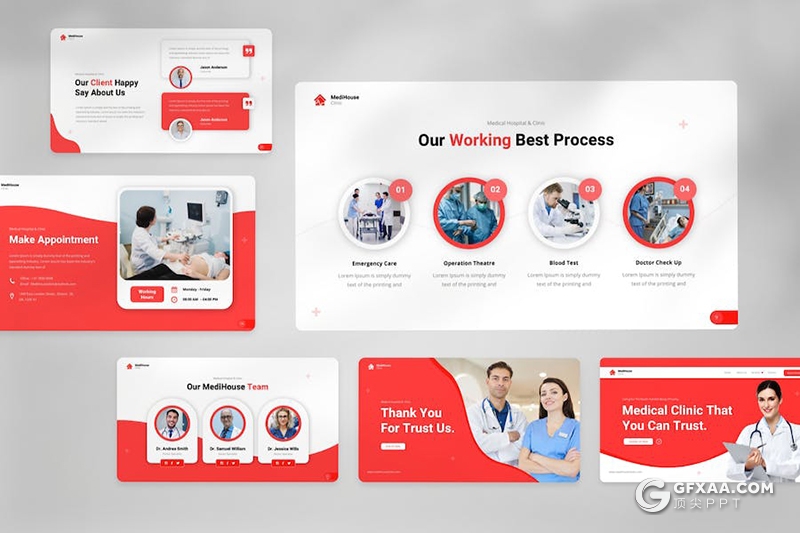 15页医务室医疗诊所专家团队介绍国外PPT模板 - 顶尖PPT