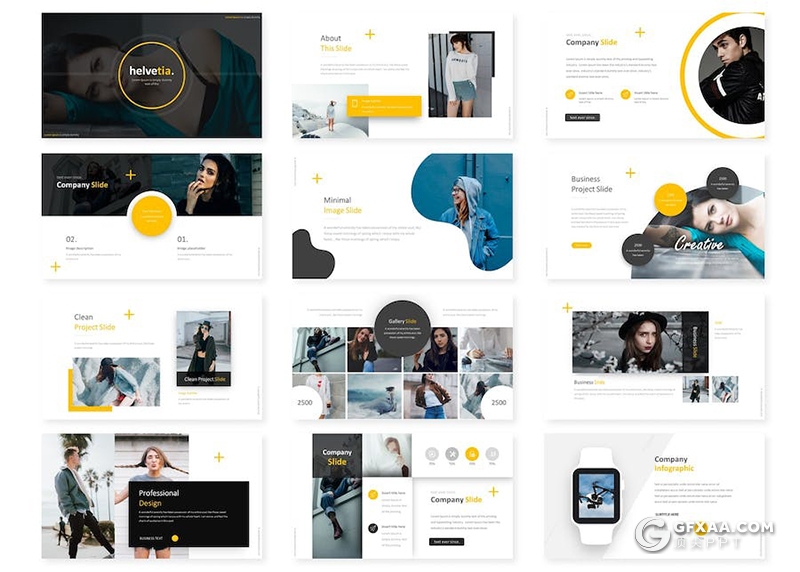 品牌营销策划介绍宣传摄影展示国外keynote模板5种配色 - 顶尖PPT