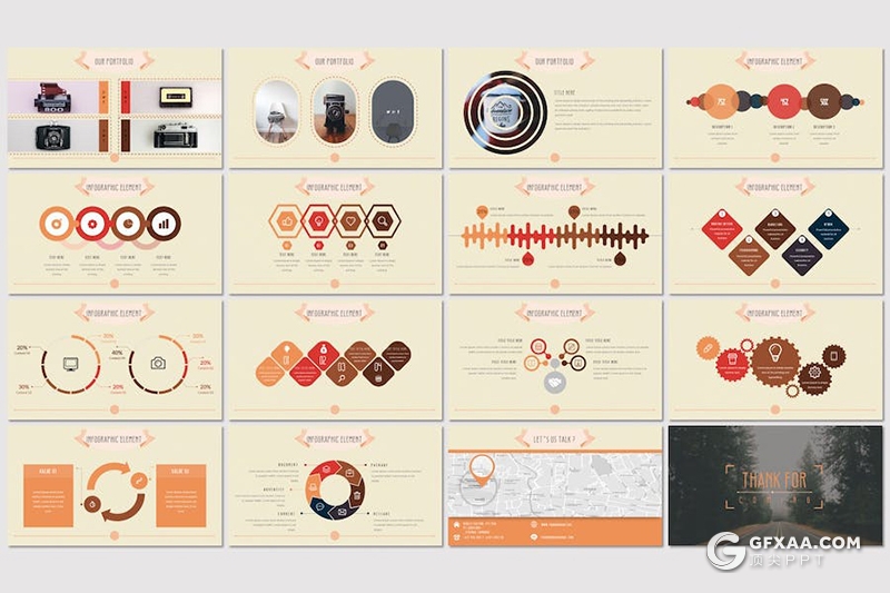 复古风企业团队介绍年计划总结通用国外keynote模板5种配色2款尺寸 - 顶尖PPT