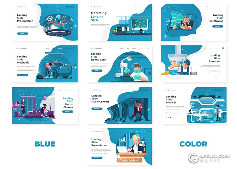卡通医疗动漫人物图形keynote模板5种配色 - 顶尖PPT