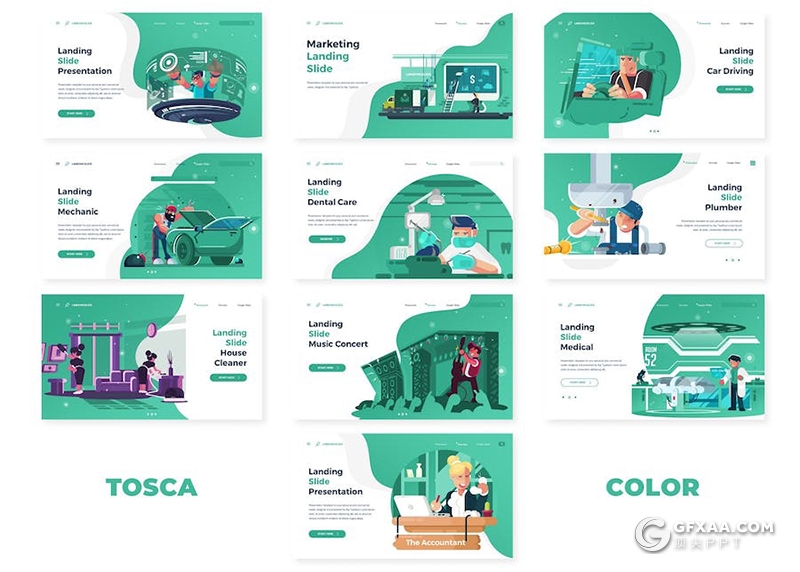 卡通医疗动漫人物图形keynote模板5种配色 - 顶尖PPT