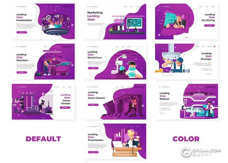 卡通医疗动漫人物图形keynote模板5种配色 - 顶尖PPT