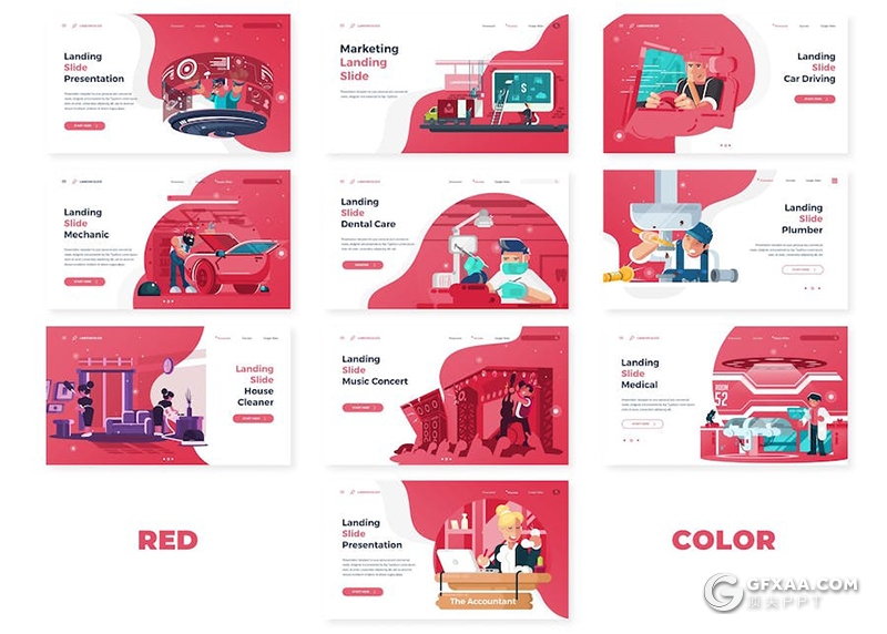 卡通医疗动漫人物图形keynote模板5种配色 - 顶尖PPT