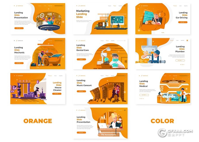 卡通医疗动漫人物图形keynote模板5种配色 - 顶尖PPT