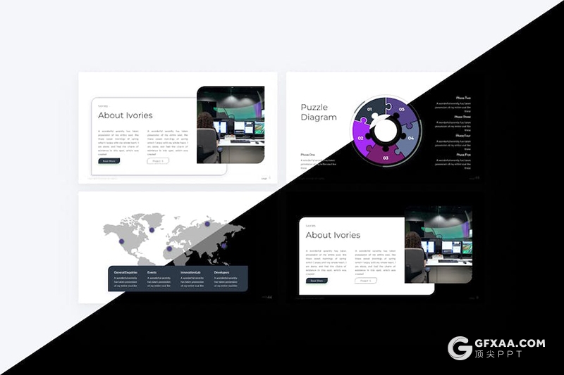 50页紫色创意企业合作年计划总结汇报通用国外PPT模板 - 顶尖PPT