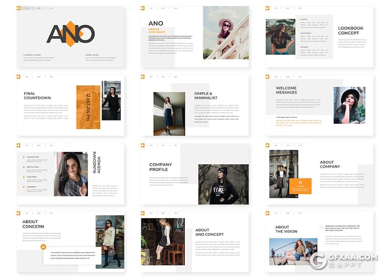 服装摄影品牌展示国外keynote模板5种配色 - 顶尖PPT