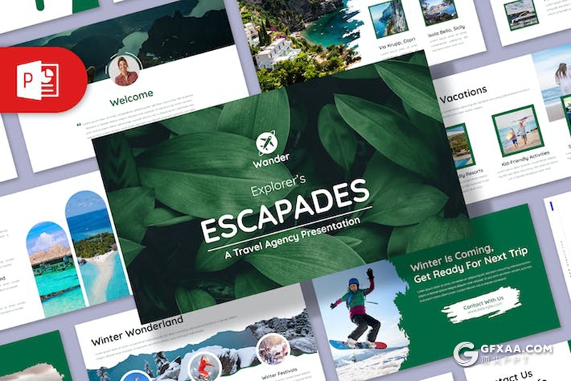 50页户外探险旅行景点分析旅行社国外PPT模板 - 顶尖PPT