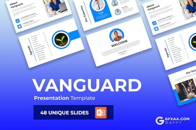 48页蓝色大气企业年计划季度总结汇报商务国外PPT模板 - 顶尖PPT