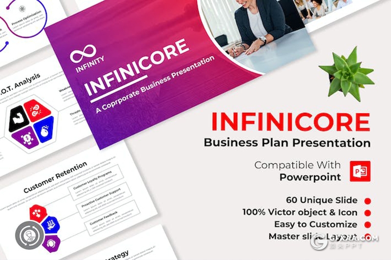 60页业务合作商业计划商务通用国外PPT模板 - 顶尖PPT